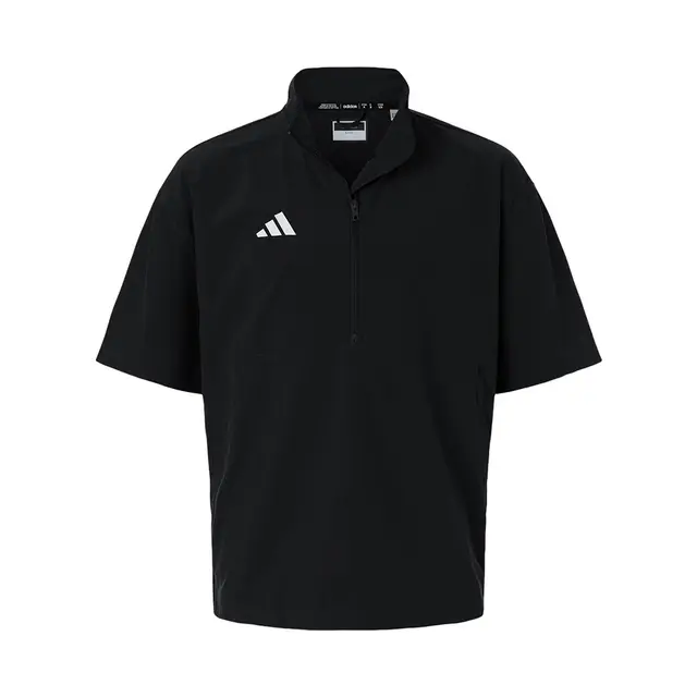 Adidas Men's Short Sleeve Quarter-Zip Pullover Black White Front