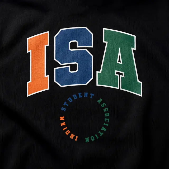 Indian Student Association Block Lettering Circle Design Shirt