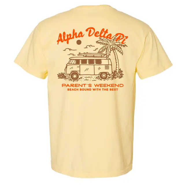 Alpha Delta Pi Retro Van Beach Scene Parent's Weekend Shirt 2