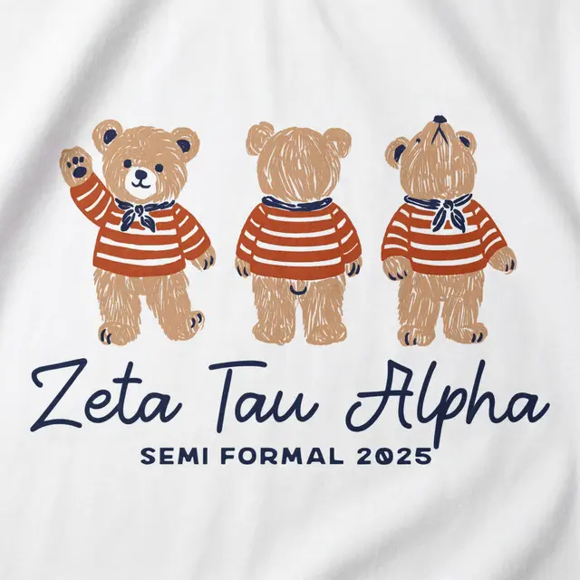 Zeta Tau Alpha Cute Teddy Bear Drawing Semi Formal Shirt