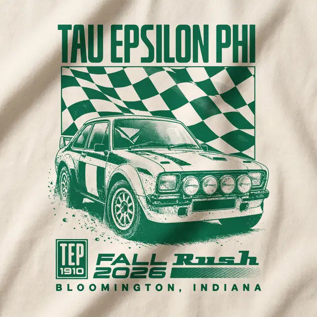 Tau Epsilon Phi Retro Race Car Checkered Flag Rush Crewneck