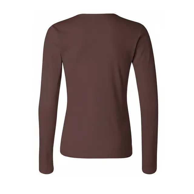 Customizable Bella + Canvas Women's Baby Rib Long Sleeve Tee 5001 Brown Back