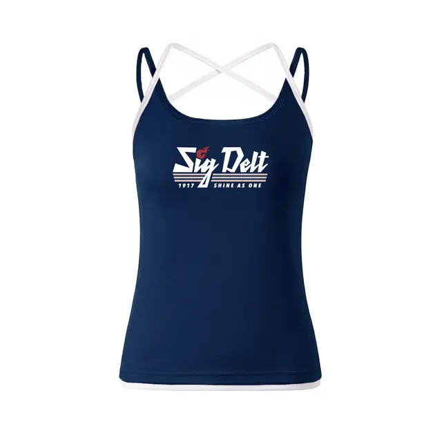 Sigma Delta Tau Striped Text PR Tanks 2