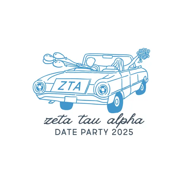 Zeta Tau Alpha Classic Car Illustration Date Party Hoodie