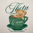 Kappa Alpha Theta Cute Retro Vintage Teddy Bear Coffee Cup Latte Script Text Design for Date Party for Sorority 