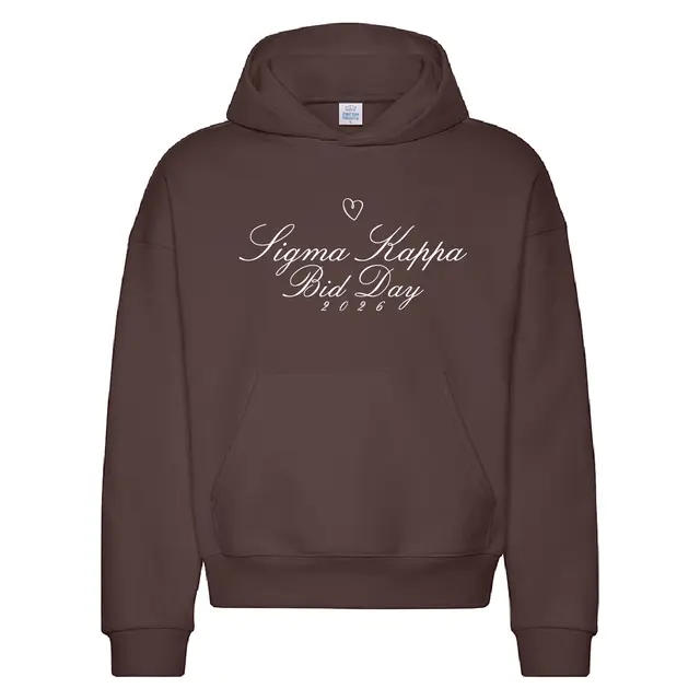 Sigma Kappa Elegant Script with Heart Bid Day Hoodie 2