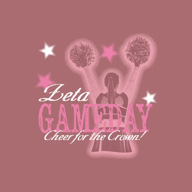 Zeta Tau Alpha Cheerleader and Stars Game Day Crewneck