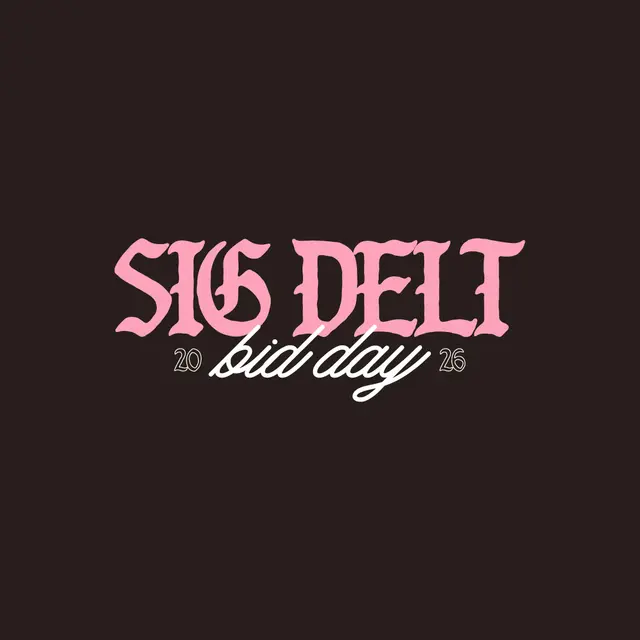 Sigma Delta Tau Pink Gothic Text Bid Day Shirt