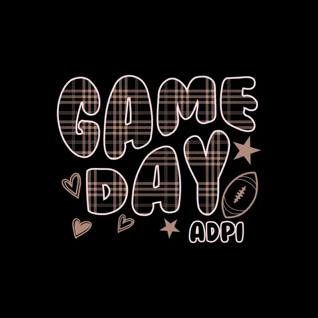 Alpha Delta Pi Plaid Text Game Day Hoodie