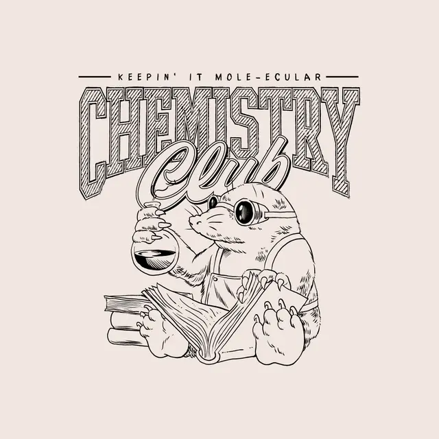 Chemistry Club Mole Illustration with Bold Lettering PR Shirt