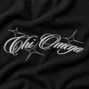 Chi Omega Flowing Script Stars PR Shirt