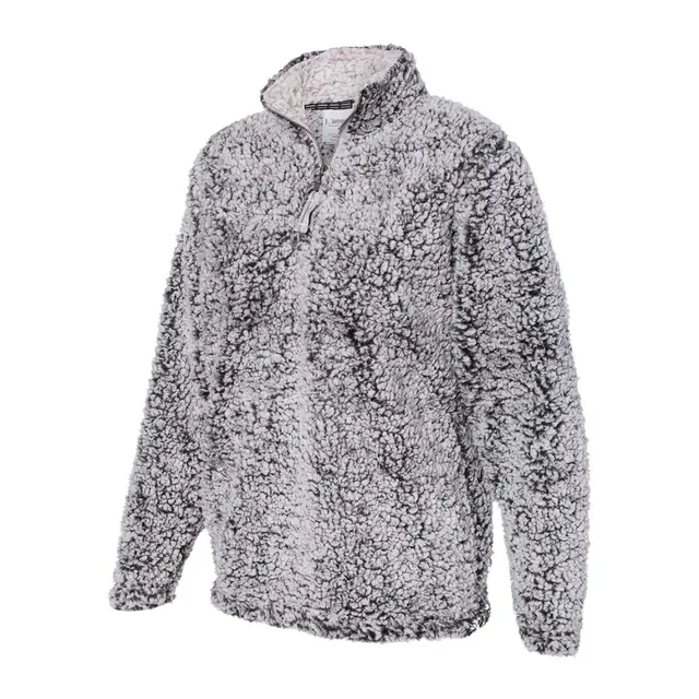 Customizable J America Women’S Epic Sherpa Quarter-Zip Pullover 8451 Black Heather Left