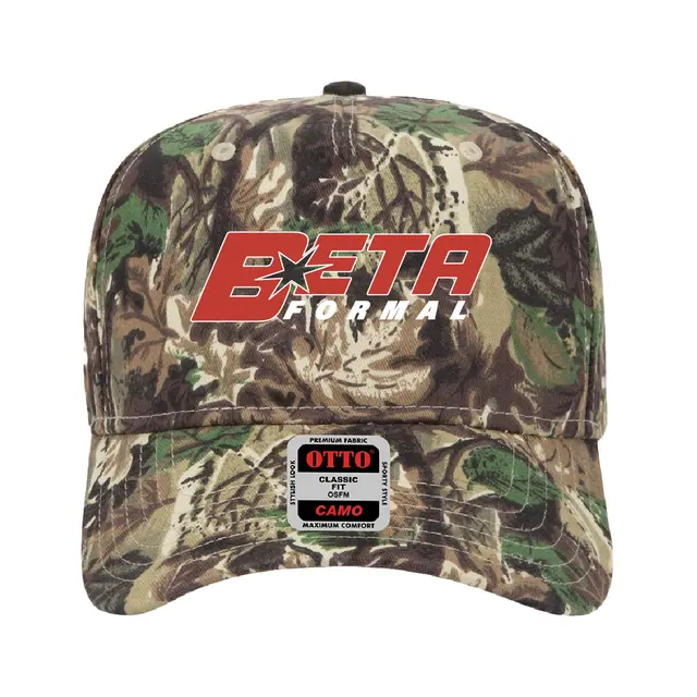Beta Theta Pi Block Text with Camo Print Formal Hat 2
