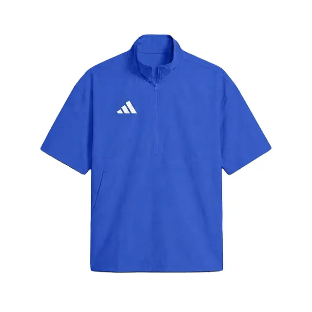 Adidas Adidas Men's Quarter-Zip Short-Sleeve Jacket Royal Blue White Front
