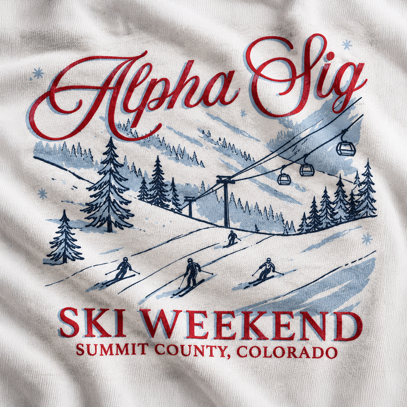 Alpha Sigma Alpha Skiing Scenic Illustration PR Sweater | Fresh Prints
