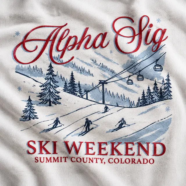 Alpha Sigma Alpha Skiing Scenic Illustration PR Sweater