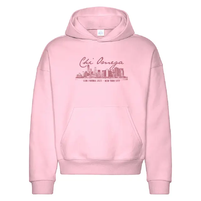 Chi Omega Skyline Script Semi Formal Hoodie 2