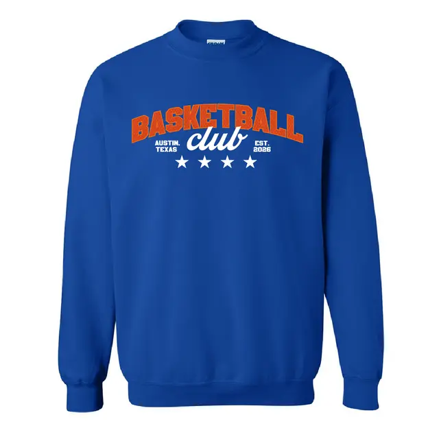 Basketball Club Dotted Block Lettering with Stars Crewneck 2