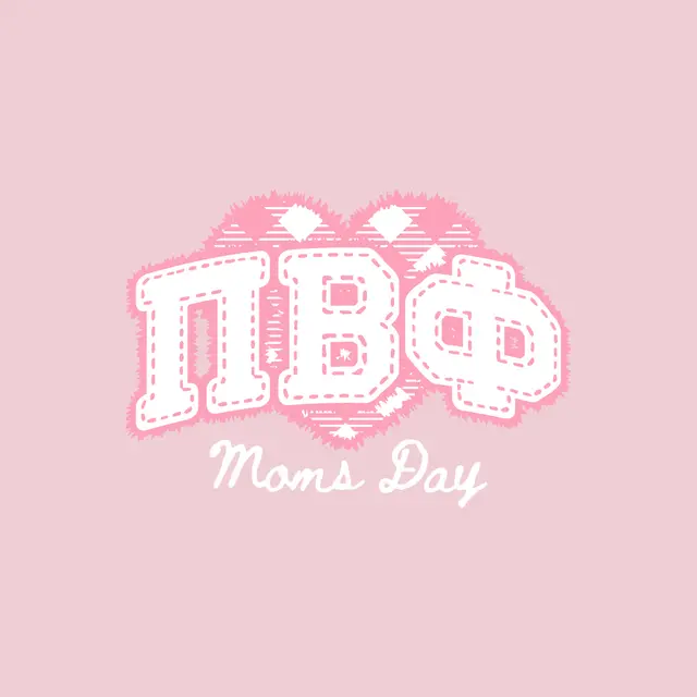 Pi Beta Phi Stitched Letter Hearts Mom's Day Shirt