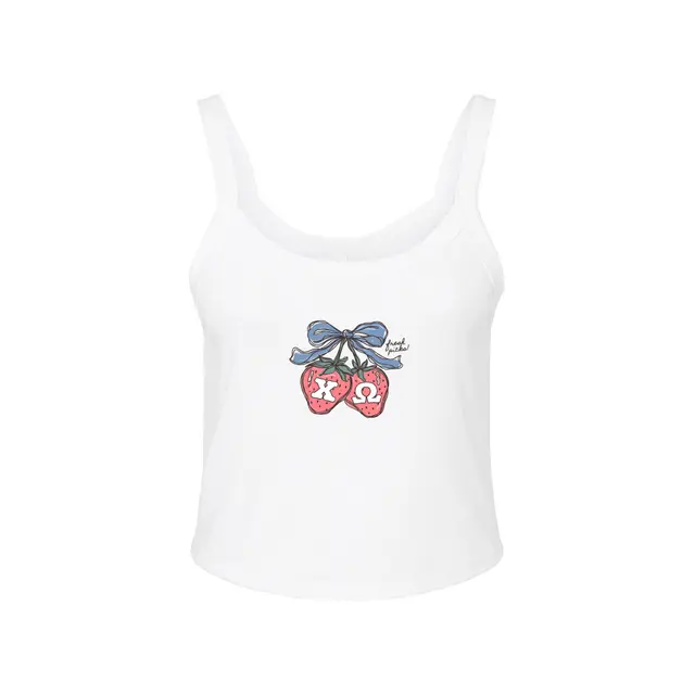 Chi Omega Strawberry with Bow Illustration Bid Day Tank 2