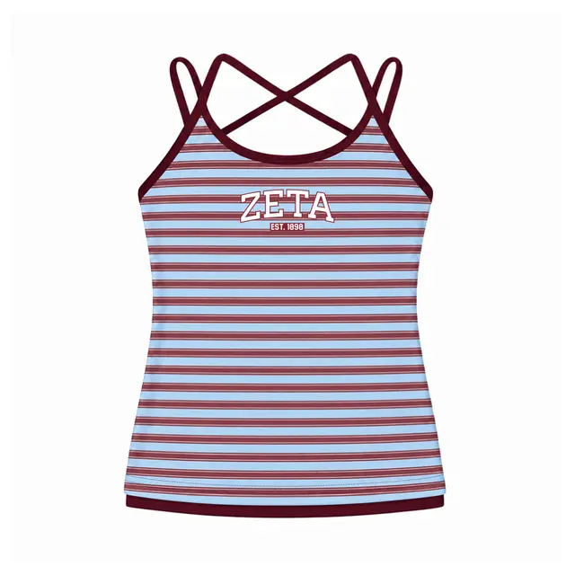 Zeta Tau Alpha Striped Block Lettering PR Tank 2