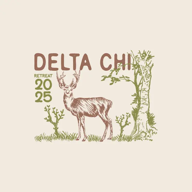 Delta Chi Deer Forest Scene Retreat Crewneck