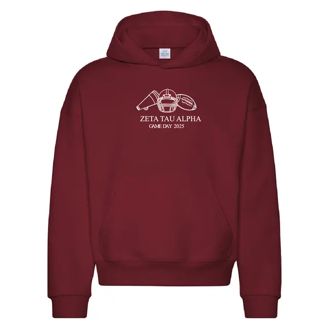 Zeta Tau Alpha Football and Megaphone Game Day Hoodie 2