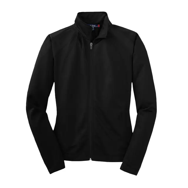 SPORTTEK LADIES TRICOT TRACK JACKET Black Black Front