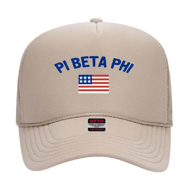 Pi Beta Phi Arched Text and Flag PR Hat 2