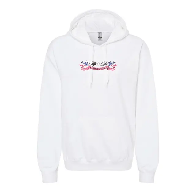 Alpha Phi Ribbon and Swallow Game Day Hoodie 2