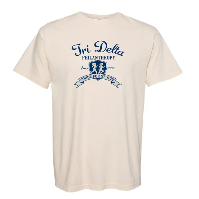 Delta Delta Delta Script Texts and Runners Philanthropy Shirt 2