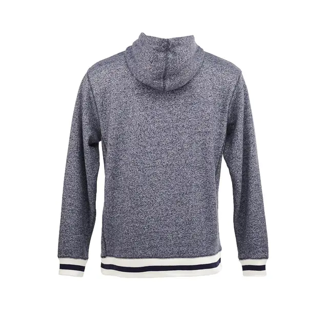 Customizable J America Peppered Fleece Lapover Hooded Sweatshirt 8701 Navy Pepper Back