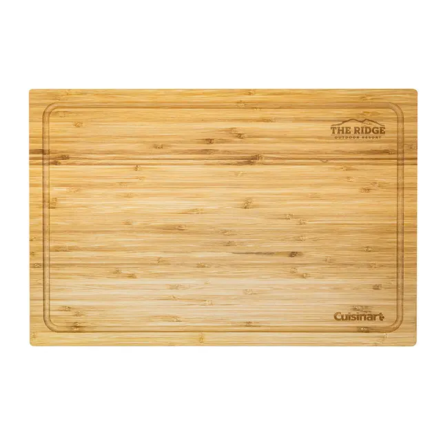 Cuisinart Outdoors Bamboo Cutting Board With Hidden Tray Bamboo Front