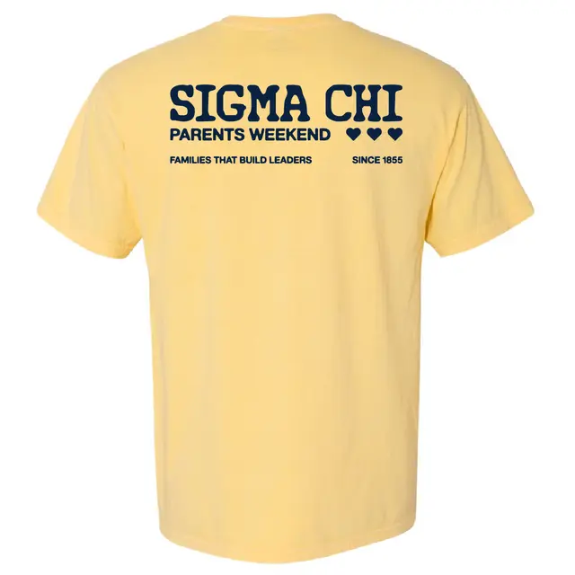 Sigma Chi Bold Lettering with Heart Icons Parents Weekend Shirt 2