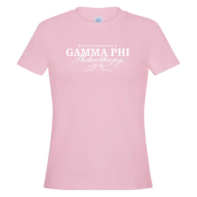 Gamma Phi Beta Chic Script and Bow Philanthropy Shirt 2