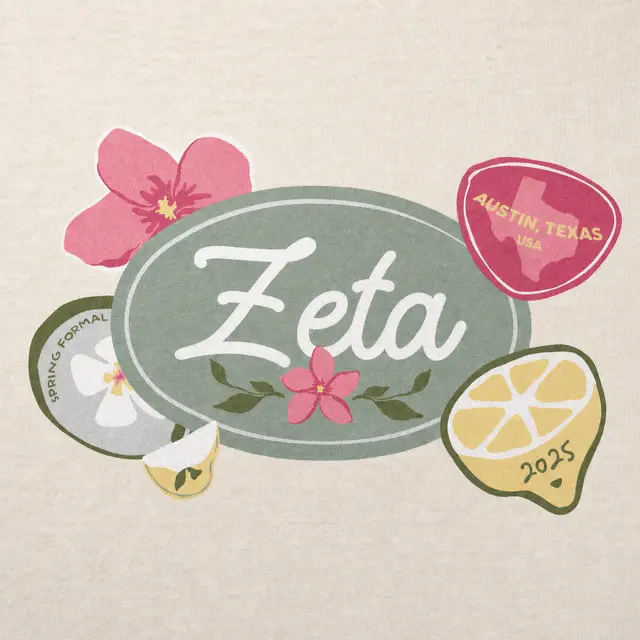 Zeta Tau Alpha Texas Flowers and Lemons Patchwork Spring Formal Shirt