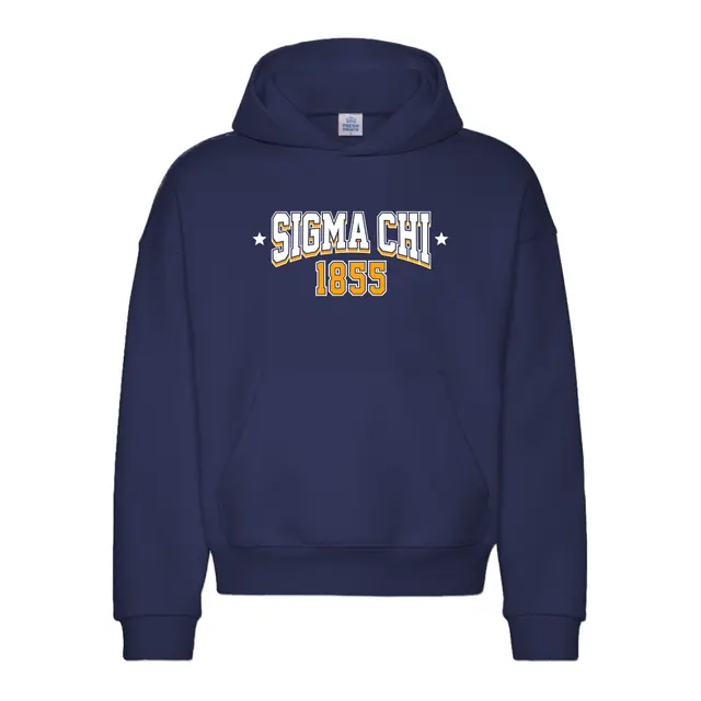 Sigma Chi Arched Text Retro Stars PR Hoodie 2