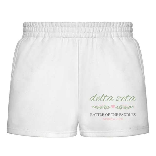 Delta Zeta Script Text and Floral Pattern PR Shorts 2