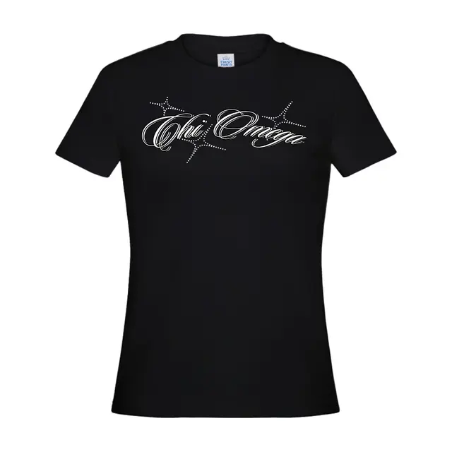 Chi Omega Flowing Script Stars PR Shirt 2