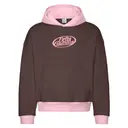 Delta Gamma Pink Distressed Oval Text PR Hoodie 2