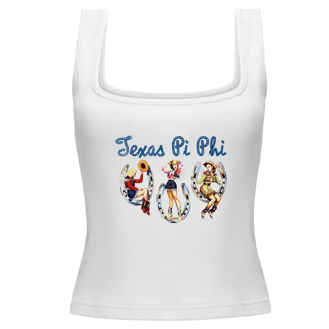 Texas Pi Beta Vintage Cowgirl Illustration PR Tank 2
