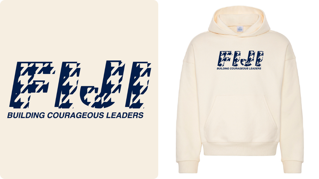 Phi Gamma Delta Patterned Bold Fiji Text in Blue PR Hoodie