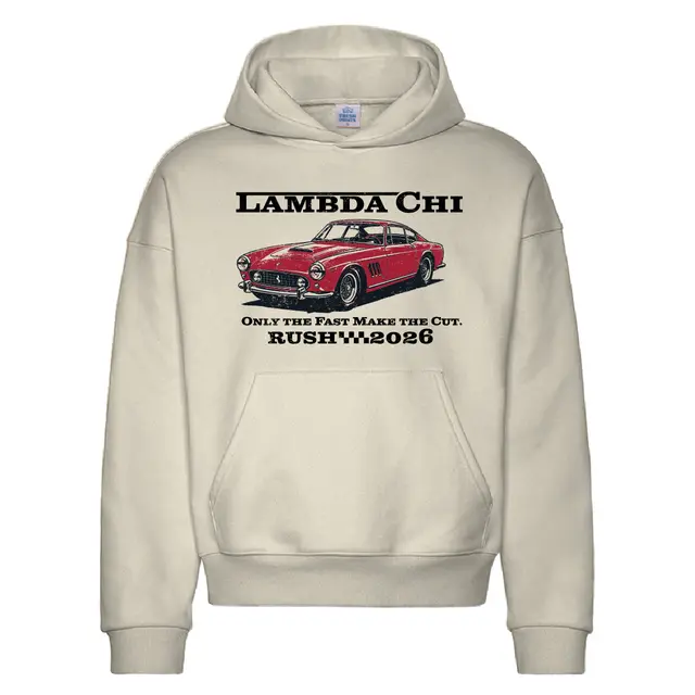 Lambda Chi Illustration of Classic Car Rush Hoodies 2