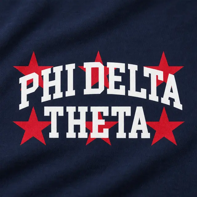 Phi Delta Theta Bold Stars Stacked Lettering PR Crewneck
