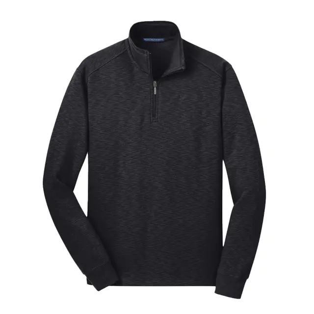 SLUB FLEECE 1/4ZIP PULLOVER Black Front