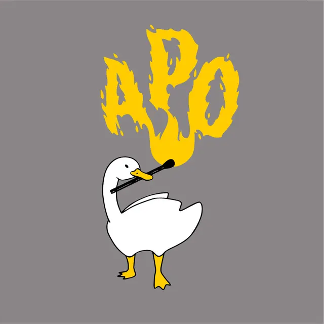 Alpha Phi Omega Duck and Flaming Text PR Shirt