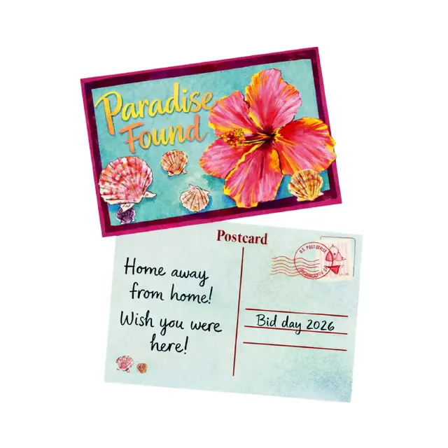 Paradise Found Hibiscus and Shells Bid Shirt