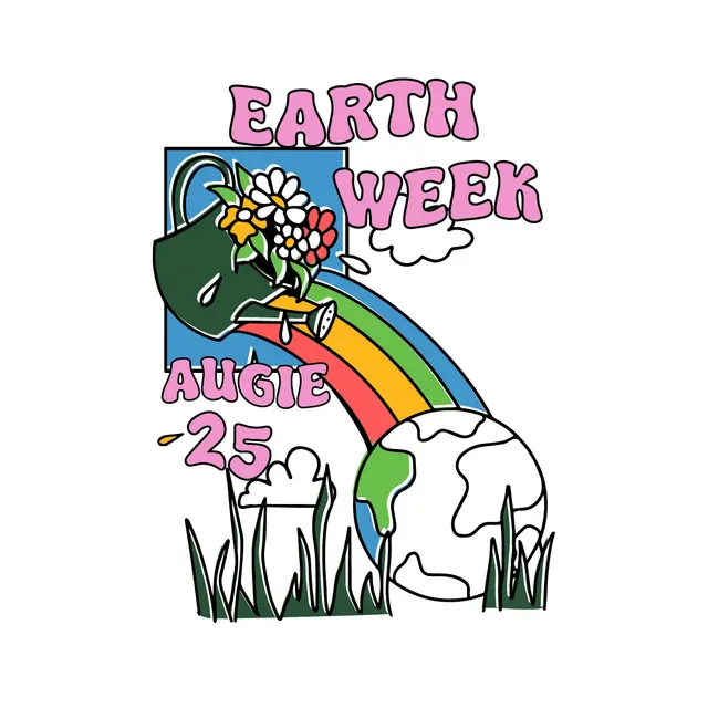 Delta Chi Theta Augie Rainbow Watering Can Earth Week PR Shirt