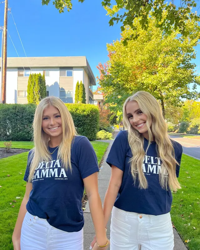Delta Gamma Rush & Bid at University of Oregon wearing custom Shirts