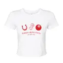 Sorority Shirt with Kappa Alpha Theta Simple Horseshoe Dice and 8 Ball Drawing in Red Design on it